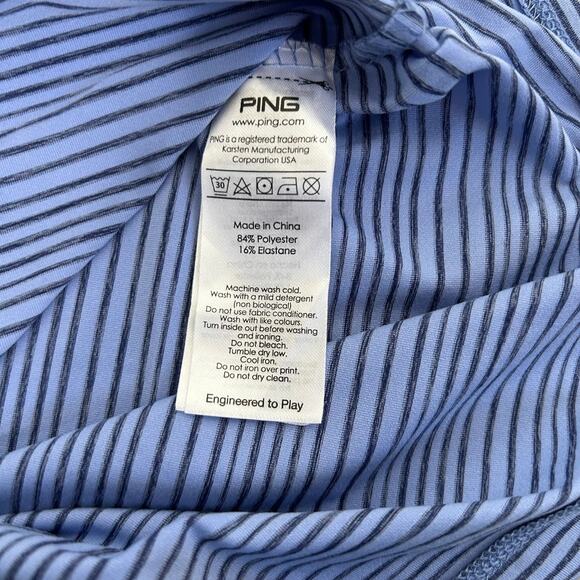 Ping Alexander Striped Golf Polo Shirt Grapemist Oxford Blue Performance - Picture 6 of 6
